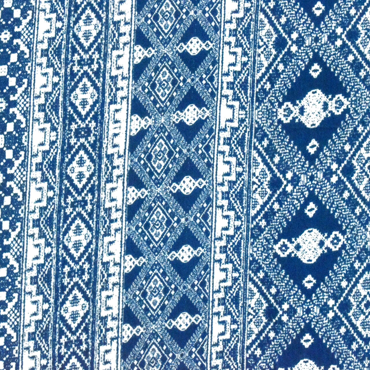 Ink Blue-White Aztec Printed Stretch Rayon Jersey Knit Fabric By the Yard